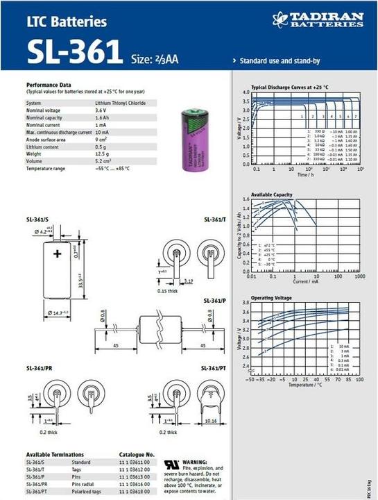 Produktbild Sonnenschein Batterie Tadiran LTC SL-361/P, 2/3 AA Mignon (1 Stk., AA, 1600 mAh)