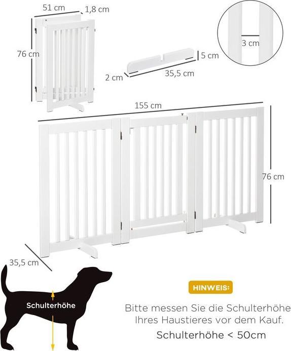 Produktbild Swisshandel24 Absperrgitter Holz Freistehendes Schutzgitter für Hunde Verstellbares Hundegitter Treppengitter mit (1.50 cm)
