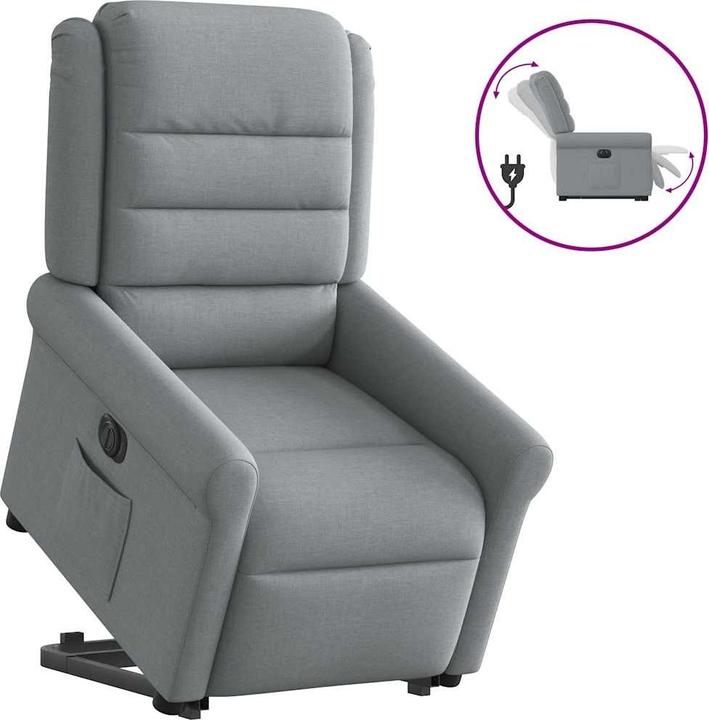 Produktbild VidaXL Elektrischer Massagesessel mit Aufstehhilfe Hellgrau Stoff