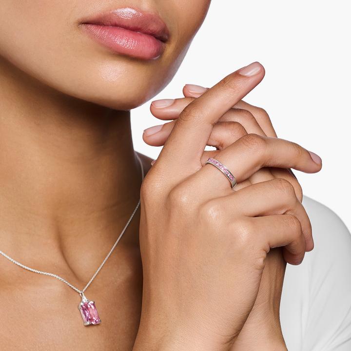 Immagine prodotto Thomas Sabo Anello con pietre rosa pavé in argento (56, 925 Argento)