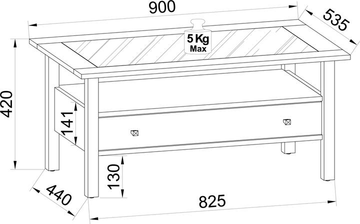 Produktbild VCM Holz Beistelltisch Couchtisch Sofatisch Wohnzimmertisch Schublade Lingis L (90 x 54 cm)