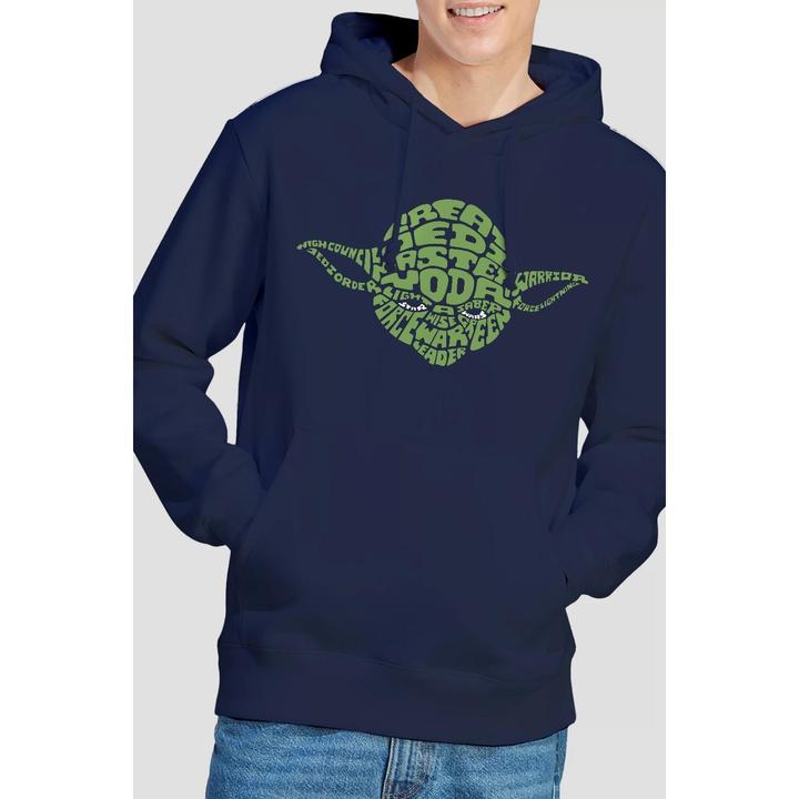 Actual product image Star Wars Mens Yoda Text Head Hoodie (XL)