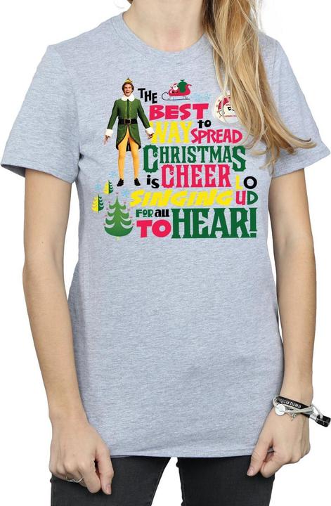 Actual product image Elf Womens/Ladies Christmas Cheer Cotton Boyfriend T-Shirt (XXL)