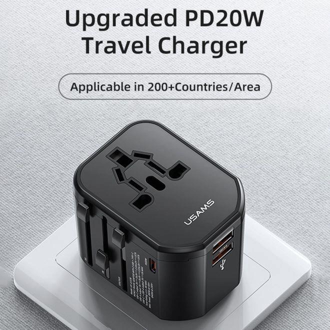 Actual product image Usams T59 Travel Charger with 20W Dual USB-A + Type-C