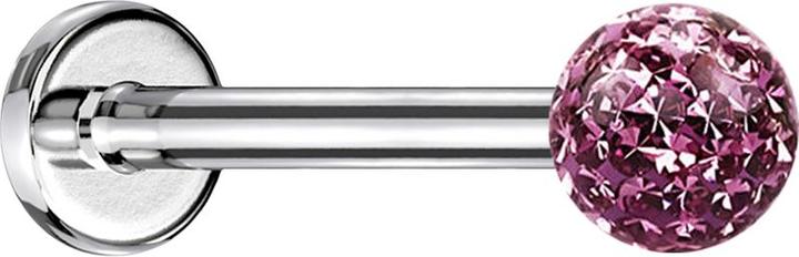 Actual product image Star Piercing Micro Labret silver with crystal ball light purple and epoxy protection layer (without brass, Surgical steel 316L)