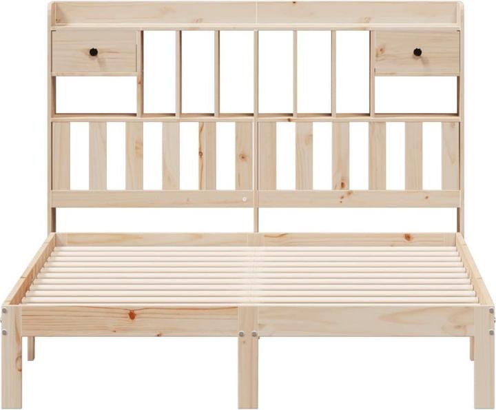 Produktbild VidaXL Massivholzbett Holzbett Bett mit Regal ohne Matratze 150x200cm Kiefer (150 x 200 cm)