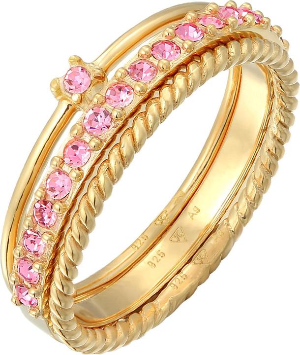 Elli Ring Set Multi-Color Pastell Kristalle 925 Silber
