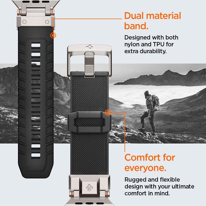 Productafbeelding Spigen DuraPro Armor Apple Watch 4/5/6/7/SE 42/44/45/49 mm czarny/zwart AMP06065 (35 mm, Thermoplastisch polyurethaan (TPU), Nylon)