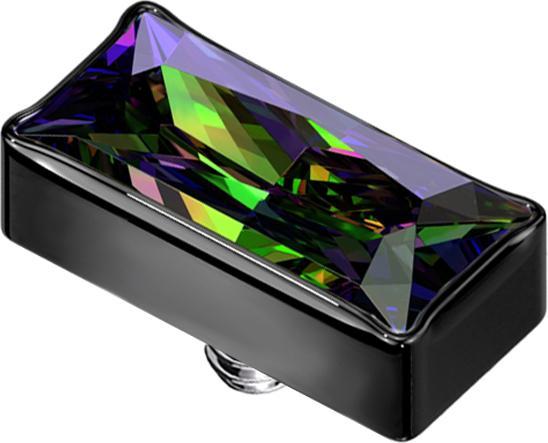 Star Piercing Dermal Anchor rechteck schwarz Kristall dunkel multicolor (ohne Messing, Titan G23)