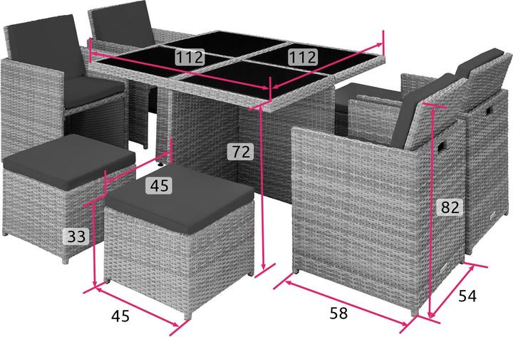 Immagine prodotto tectake set da giardino in rattan e alluminio Manhattan, variante 2 (100 cm)