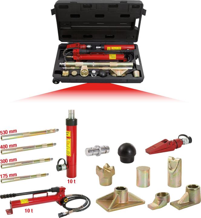 Image du produit KS Tools Jeu d'outils hydrauliques de redressage automobile 10t, 17 pièces