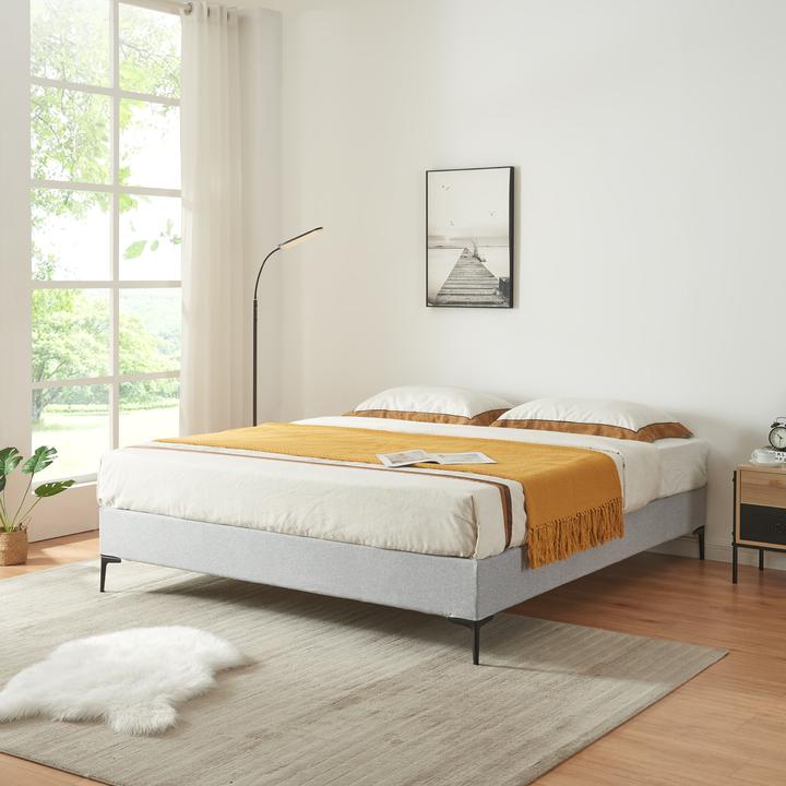 Produktbild En.Casa Doppelbett Lilla Textil 180x200 cm Hellgrau (180 x 200 cm)