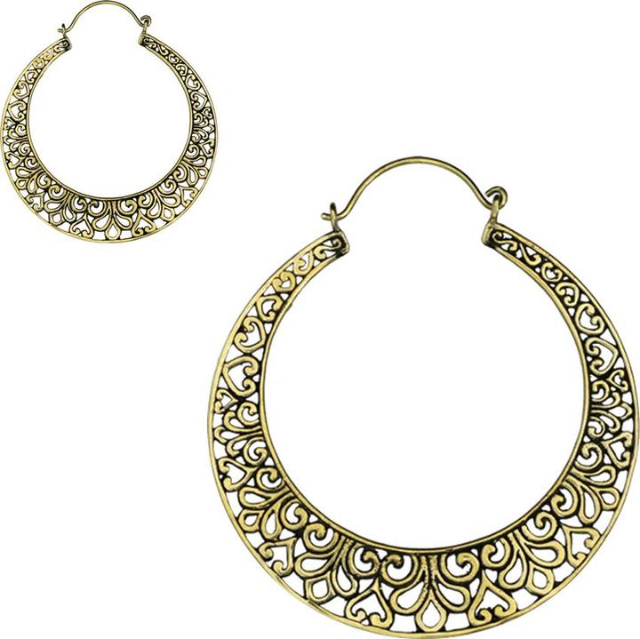 Image du produit Star Piercing Ohrring vergoldet Creole mit Herzen (Laiton)