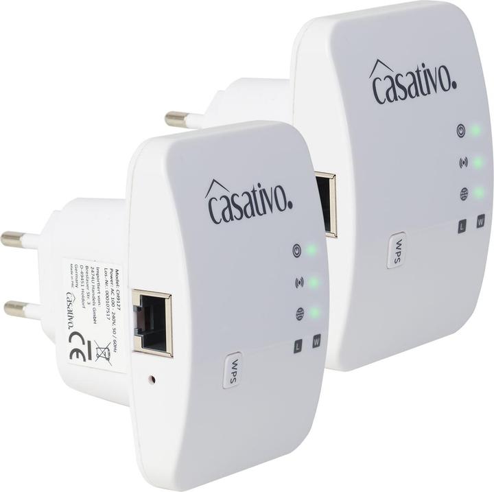 Immagine prodotto Casativo 2er-Set Mini-WLAN-Repeater mit WPS-Funktion, 300 Mbit/s, LAN-Anschluss & 2,4 GHz (300 Mbit/s)