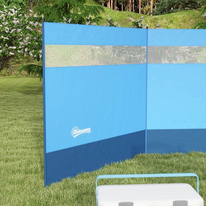 Produktbild Swisshandel24 Windschutz mit Sichtfenster und Tragetasche, Stahlstangen, 440x140cm, Blau (440 cm)