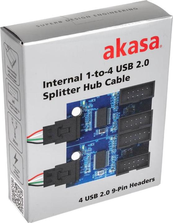 Image du produit Akasa Carte Hub USB 2.0 interne, câble USB de 30 cm inclus (4 Ports)