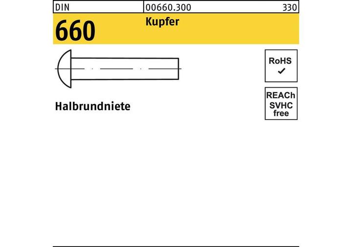 Produktbild Halbrundniete DIN 660 3 x 8 Kupfer
