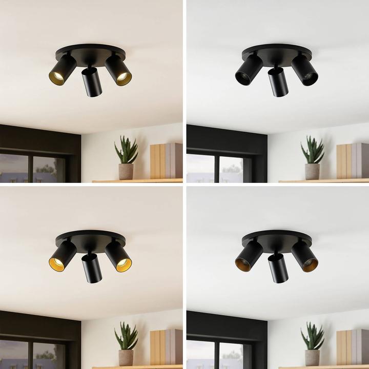 Actual product image Arcchio Brinja ceiling spotlight, round 3-light, black (GU10)