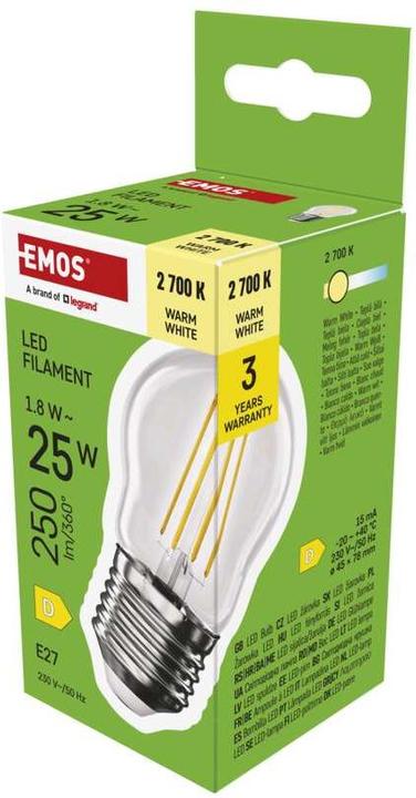Image du produit Emos Ampoule LED filament Mini Globe / E27 / 1,8 W (25 W) / 250 lm / Blanc chaud (E27, 1.80 W, 250 lm, 1 x, D)