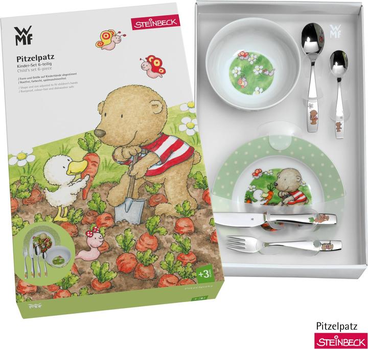 Produktbild WMF Kindergeschirr Kinderbesteck 6tlg Pitzelpatz Edelstahl poliert spülmaschinengeeignet