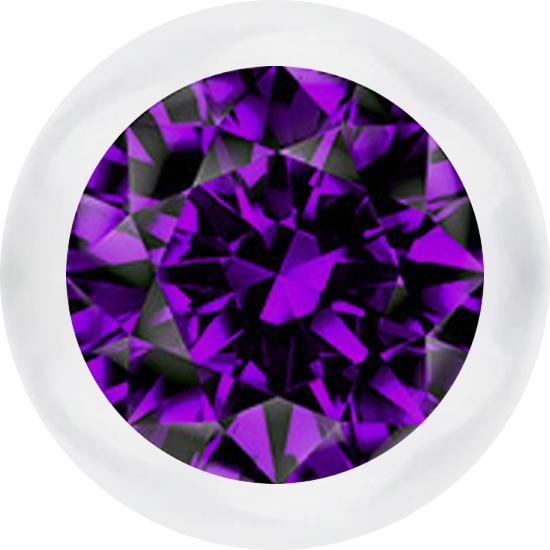 Produktbild Star Piercing Kugel transparent mit Kristall violett (ohne Messing, Bioflex)
