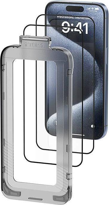 Vention KUKTCA-30 tempered glass for iPhone 15 Pro +applicator (1 Stück, Apple iPhone 15 Pro)