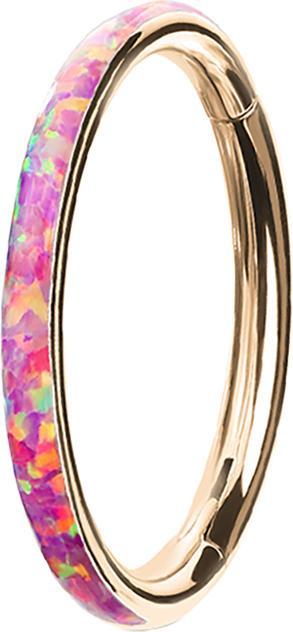 Produktbild Star Piercing Micro Segmentring klappbar rosegold seitlich Opal streifen pink (ohne Messing, Chirurgenstahl 316L)