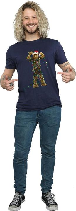 Actual product image Star Wars Mens Chewbacca Christmas Lights T-Shirt (S)