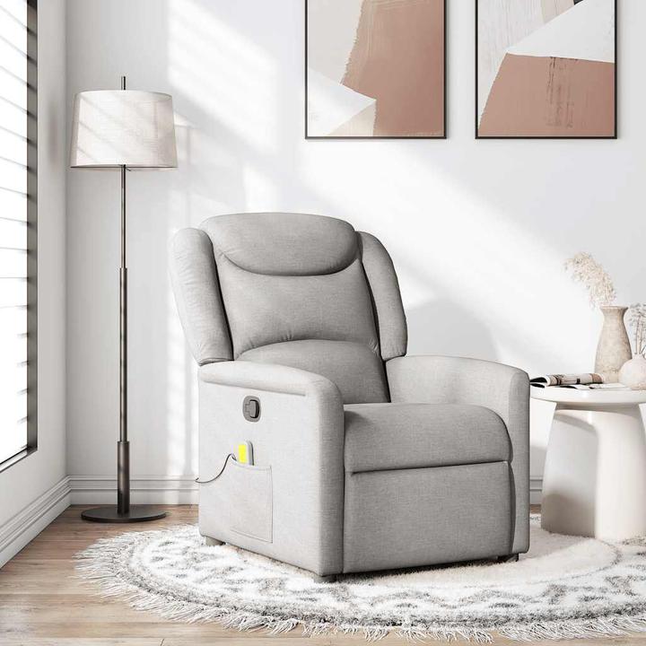 Actual product image VidaXL Massage armchair cloud grey fabric massage TV armchair