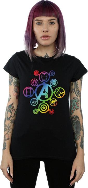 Actual product image Womens/Ladies Avengers Infinity War Rainbow Icons Cotton T-Shirt (M)