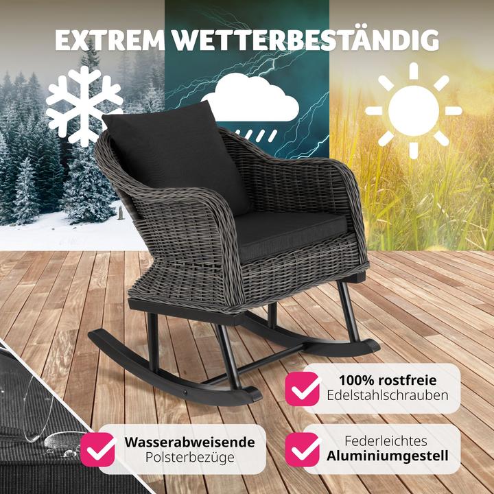 Actual product image tectake Rattan Rocking Chair Rovigo 150kg