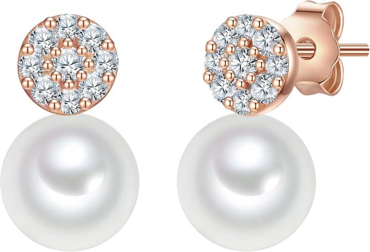 Valero Pearls Damen Sterling Silber Zirkonia Süsswasser-Zuchtperle roségold - 32338 (Perle, 925er Silber)