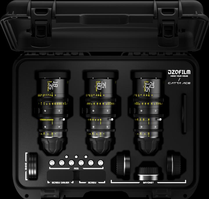 Actual product image Dzofilm Catta Ace Zoom 3-Lens Kit 18-35/35-80/70-135 T2.9 Black (L-Mount, C-mount, full size)