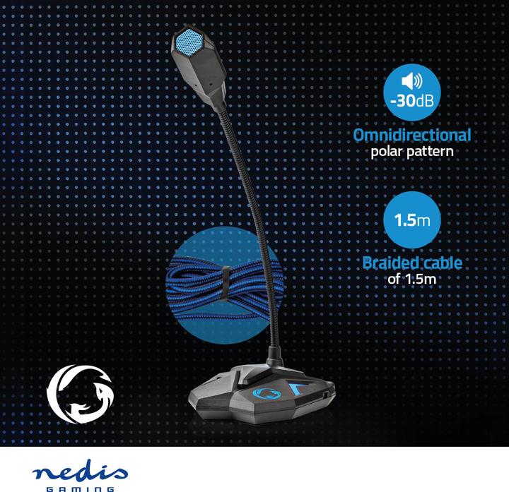 Actual product image Nedis Desktop Gaming Microphone GMICGU100BK