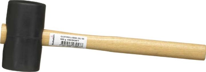 Image du produit Hultafors Maillet en caoutchouc GU Ø65mm en noir, caoutchouc solide de dureté 80/90 Shore A. Manche en bois (550 g)