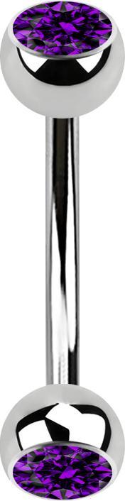 Immagine prodotto Star Piercing Banana argento con due sfere di cristallo viola (senza ottone, Acciaio chirurgico 316L)