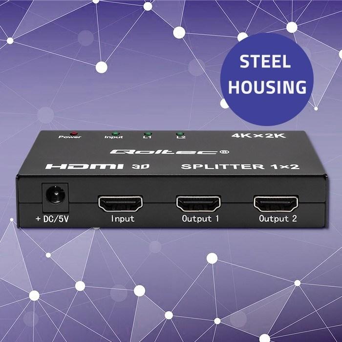 Produktbild Qoltec 51796 Aktiver HDMI-Splitter 2 x HDMI 4K x 2K | 3 4 Gbit/s