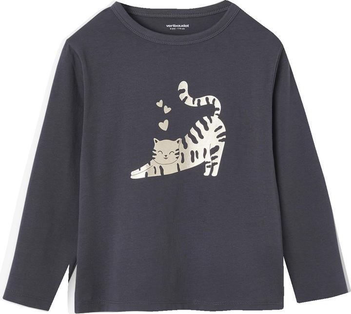 Vertbaudet Mädchen Shirt mit Metallic-Print und Recycling-Baumwolle