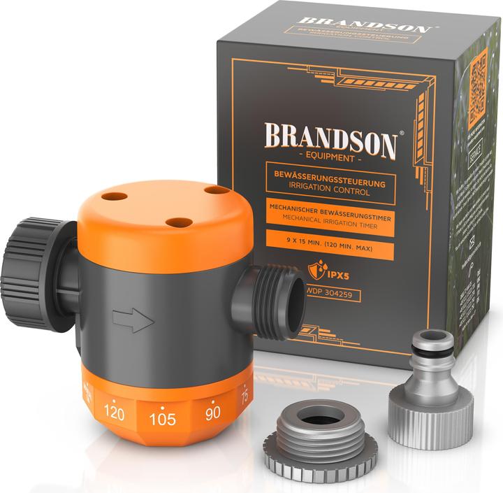 Actual product image Brandson Irrigation control, irrigation timer, water timer, automatic, timer 15 - 120 min. (Water timer, Irrigation valve)