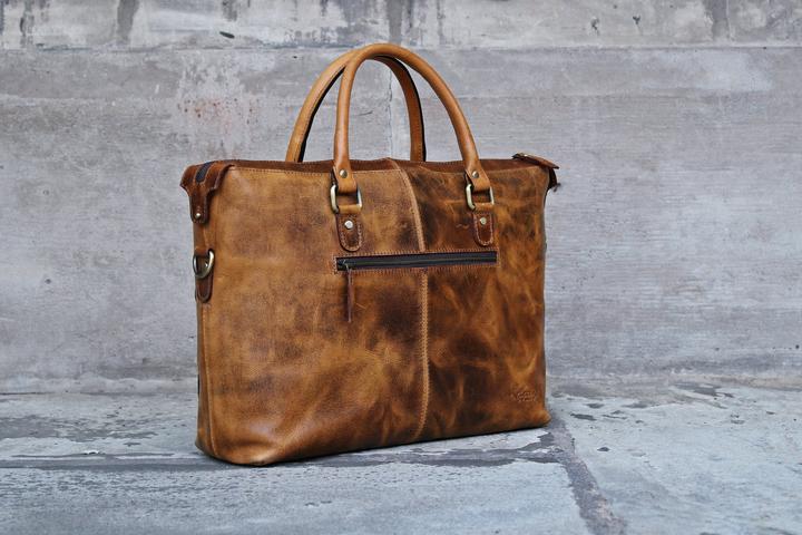 Actual product image Only-Bags.Store Genuine Leather Briefcase, Laptop Bag, Office Shoulder Bag, Messenger Bag, Christmas Gift (15.60")