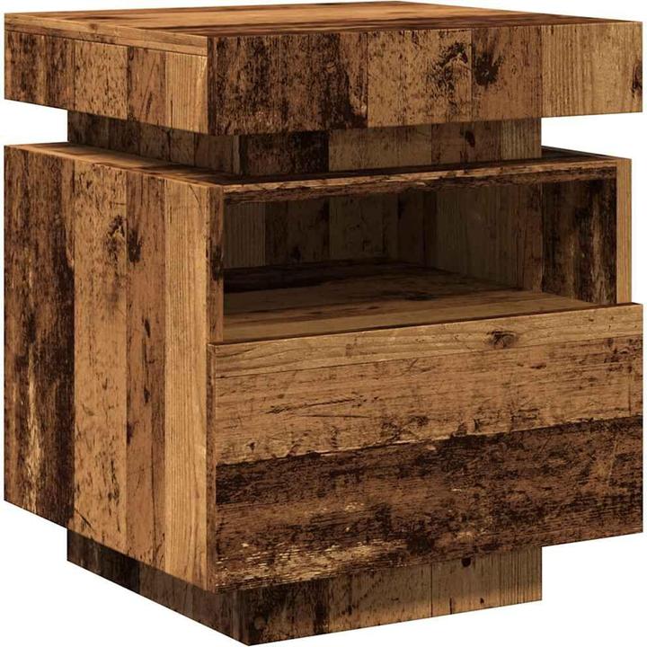 Immagine prodotto VidaXL Comodino con luci LED in legno antico 40x39x48,5 cm