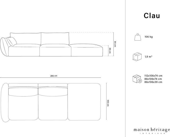 Actual product image Maison Heritage Clau (4-seater, 2 person sofa, 3-seater)