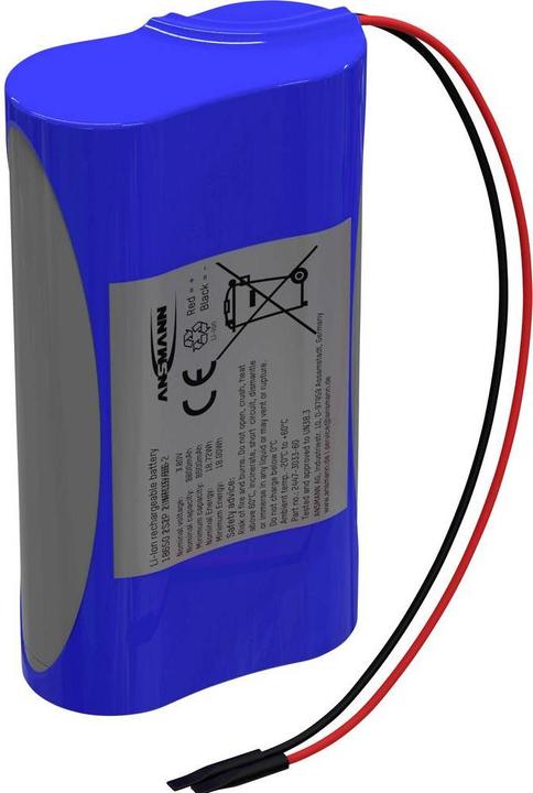 Image du produit Ansmann 2S1P Akkupack 2x 18650 Kabel Li-Ion 7.2V 2600mAh Akkupack 2x Li-Ion 7. (7.20 V, 2600 mAh)