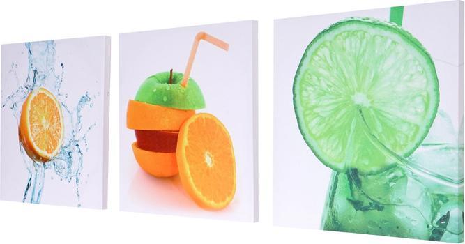 Produktbild Swisshandel24 Leinwandbild, Wandbild Keilrahmenbild Kunstdruck, 3-teilig 150x50cm - Obst (150 x 50 cm)