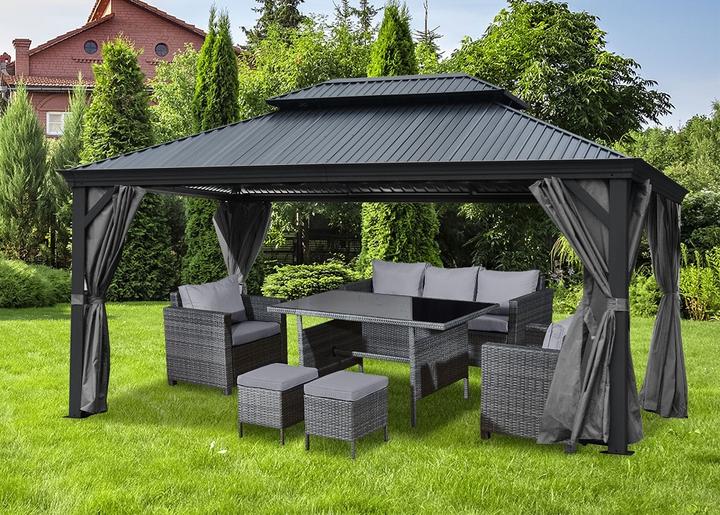 Immagine prodotto Jet-Line Padiglione da giardino in alluminio DAMASKUS 3x3,65 m con tetto in alluminio massiccio (300 cm, 365 cm)