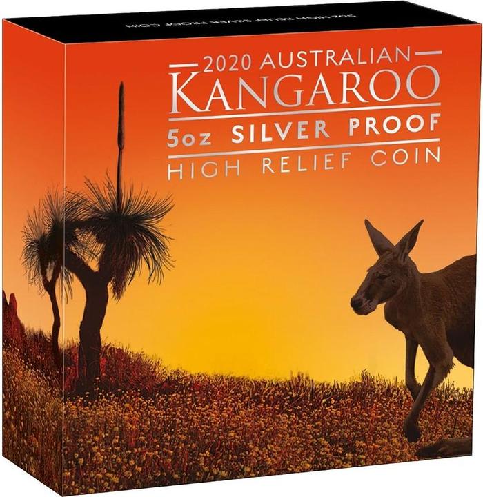 Immagine prodotto The Perth Mint Silber 5 oz Känguru PP High Relief - 2020 (1.00, 2020)
