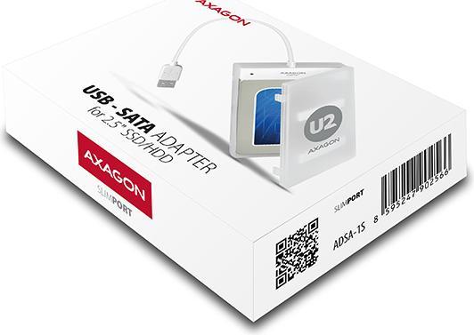 Produktbild Axagon ADSA-1S6 SLIMPort Adapter, USB 2.0, 2,5" SSD/HDD, SATA - mit Case (2.5")