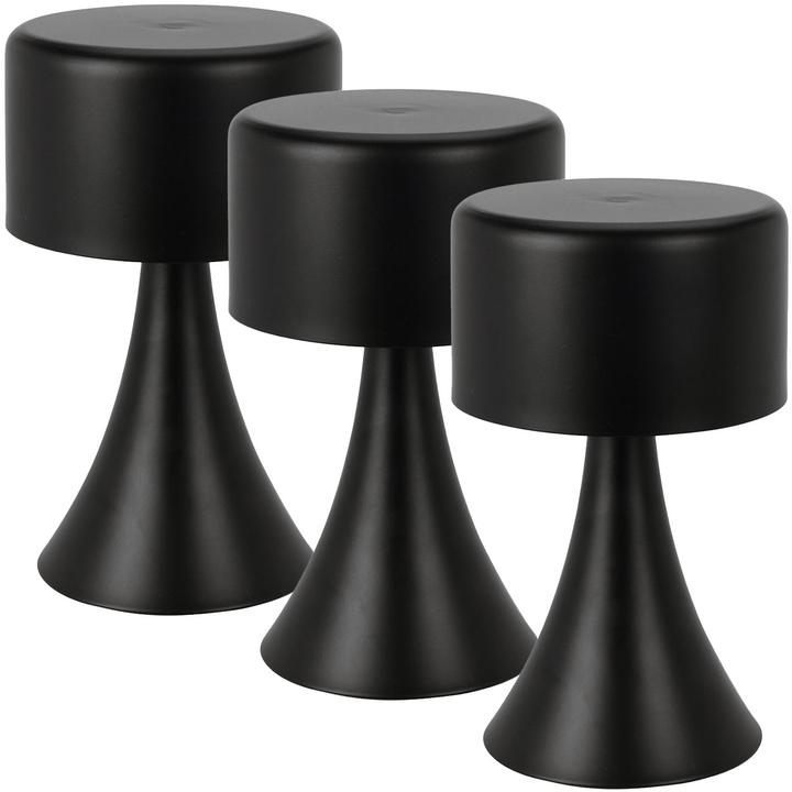 Actual product image H & S Collection Set of 3 design LED table lamp, black, battery operated, 12 x 21 cm