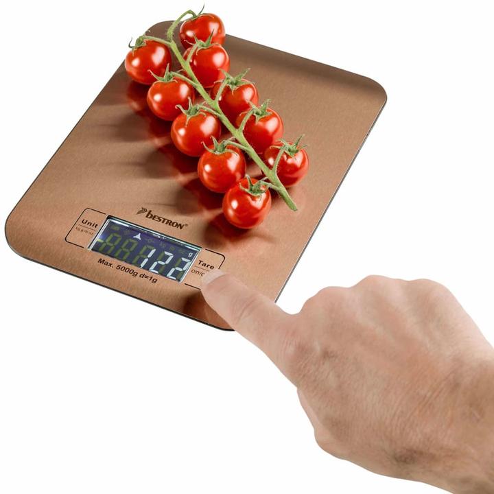 Immagine prodotto Bestron Bilancia da cucina AKS700CO Bilancia elettronica da cucina quadrata con piano di lavoro in rame