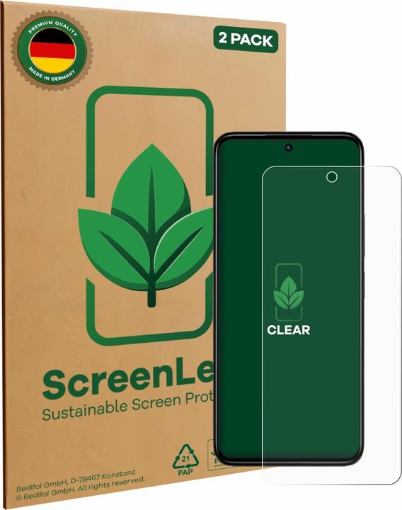 Productafbeelding ScreenLeaf Schutzfolie nachhaltiger Displayschutz Display Schutz Folie Klar Transparent (2 Stuk, Xiaomi Redmi 13C 5G)